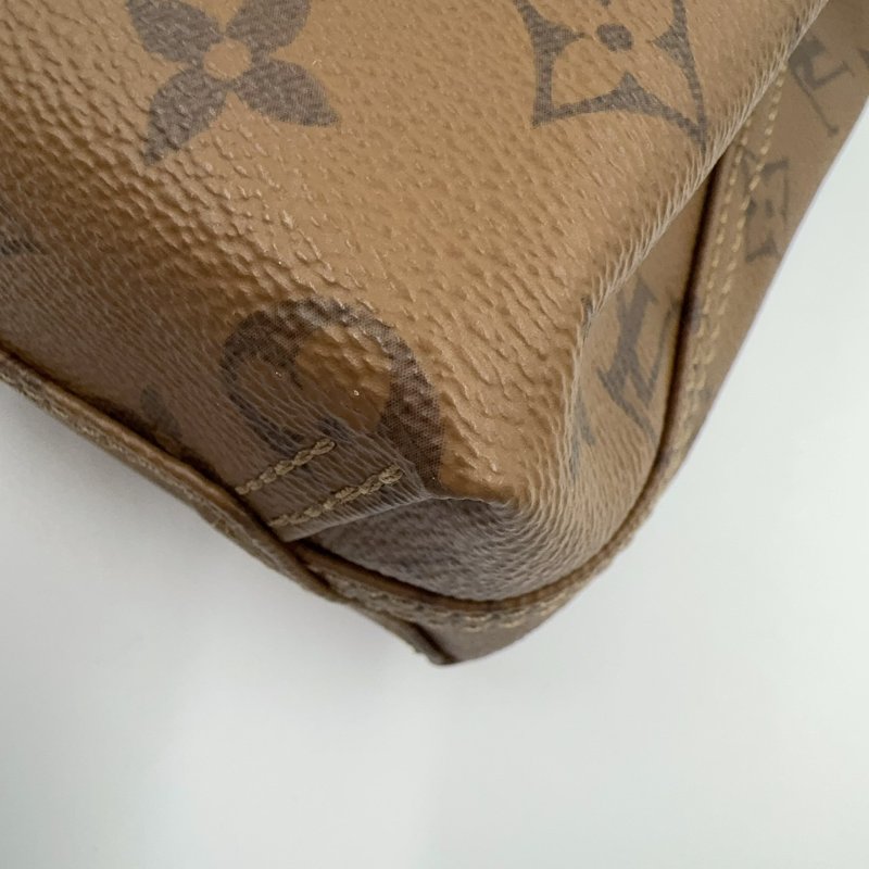 LV焦糖色原花Atlantis BB菜籃子手提鏈帶斜背包M46816-17