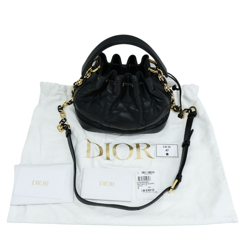 黑色 籐格紋 羊皮 Small Jolie 水桶 兩用包【Dior 迪奧】 M2780UNKW-7