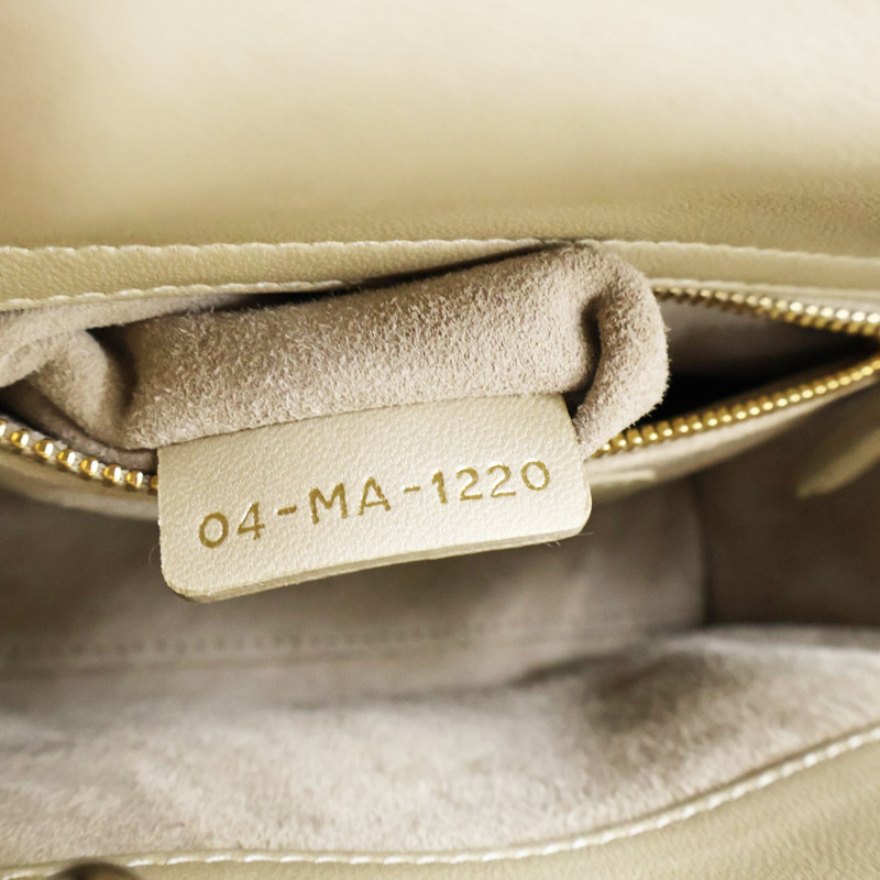 米灰色 Cannage 籐格紋 羊皮 珠飾 Mini Lady Dior 兩用包【Dior 迪奧】 M0505OREJ-4