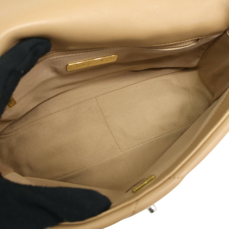 米色 菱格紋 羊皮 19 兩用包【CHANEL 香奈兒】 AS1160-2
