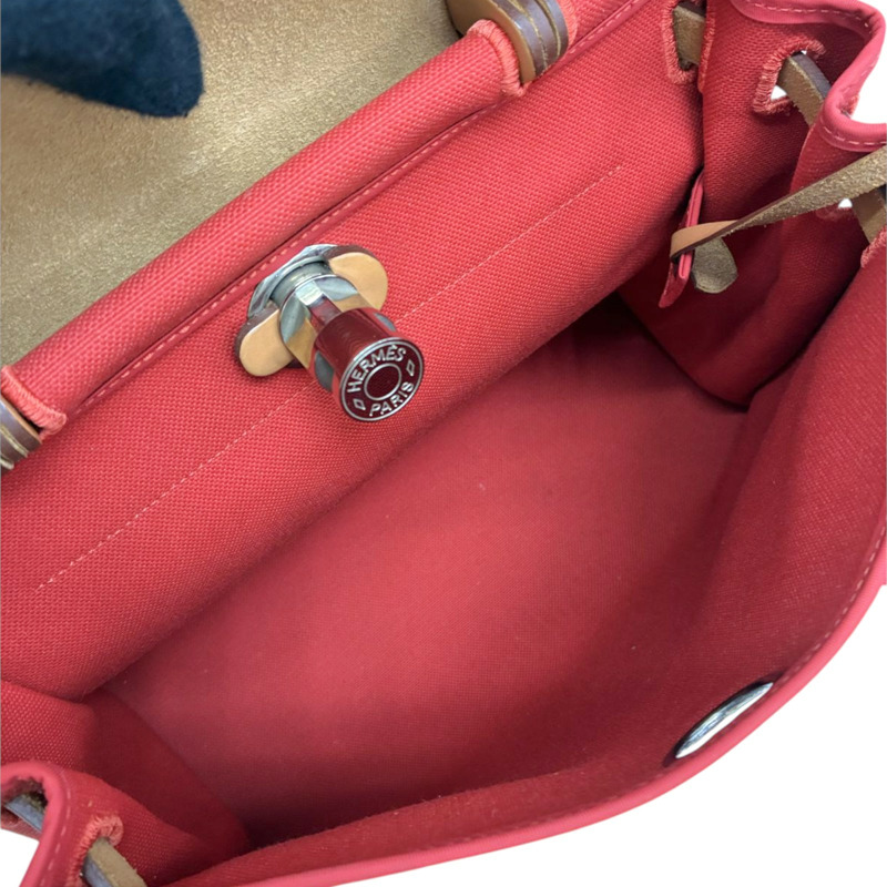 橘紅色 帆布 Herbag Zip 31 兩用包 A刻 銀釦 缺鎖扣【HERMES 愛馬仕】 H079092CK-2