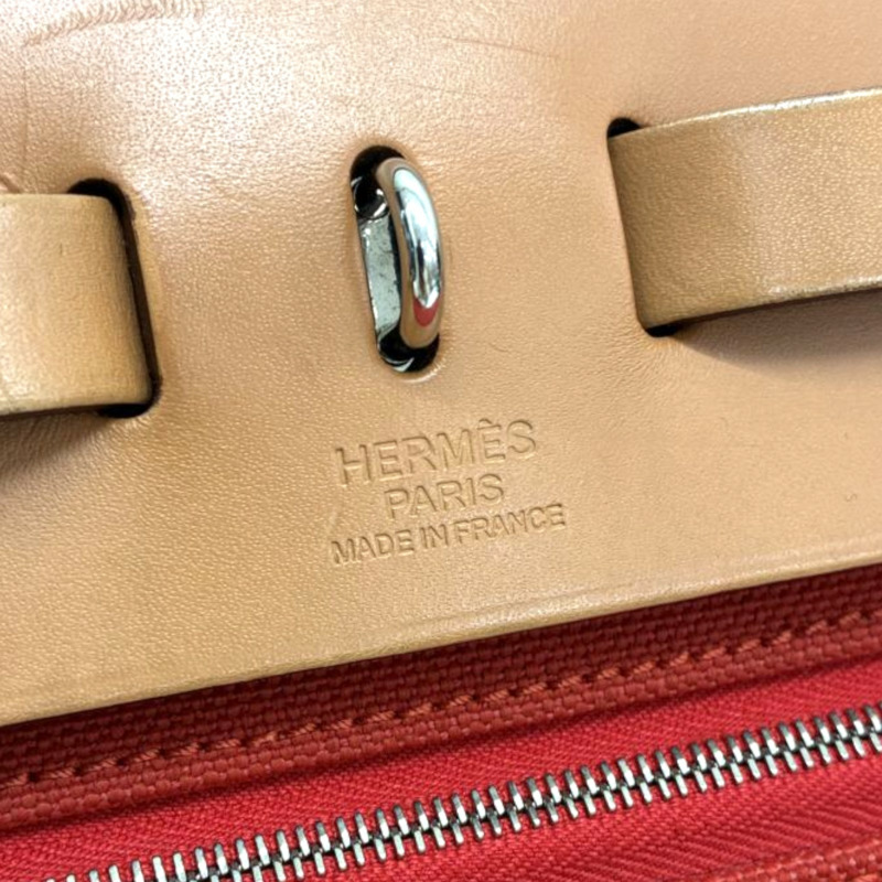 橘紅色 帆布 Herbag Zip 31 兩用包 A刻 銀釦 缺鎖扣【HERMES 愛馬仕】 H079092CK-5