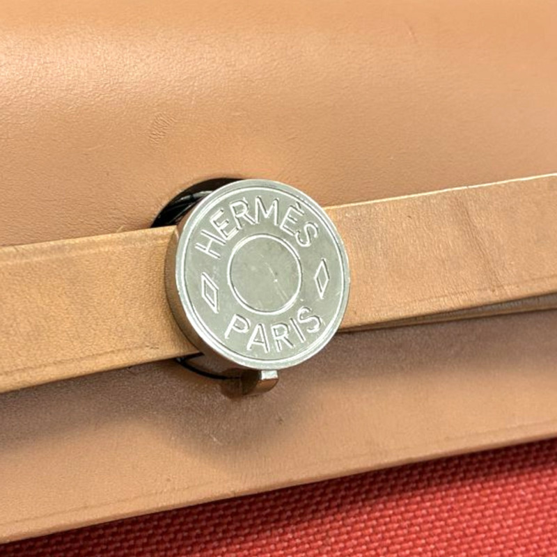 橘紅色 帆布 Herbag Zip 31 兩用包 A刻 銀釦 缺鎖扣【HERMES 愛馬仕】 H079092CK-7