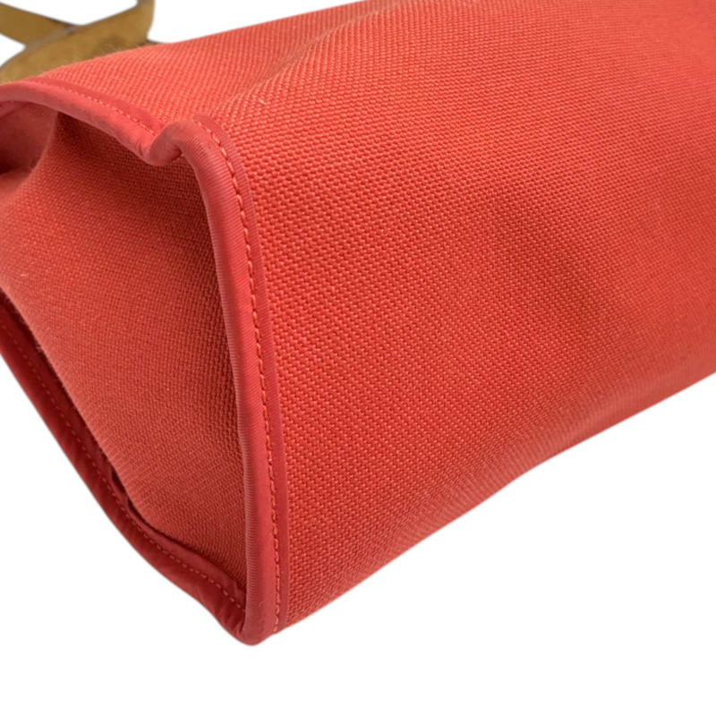 橘紅色 帆布 Herbag Zip 31 兩用包 A刻 銀釦 缺鎖扣【HERMES 愛馬仕】 H079092CK-10