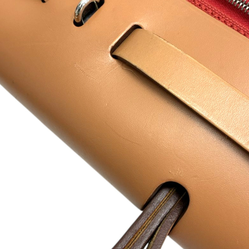 橘紅色 帆布 Herbag Zip 31 兩用包 A刻 銀釦 缺鎖扣【HERMES 愛馬仕】 H079092CK-15