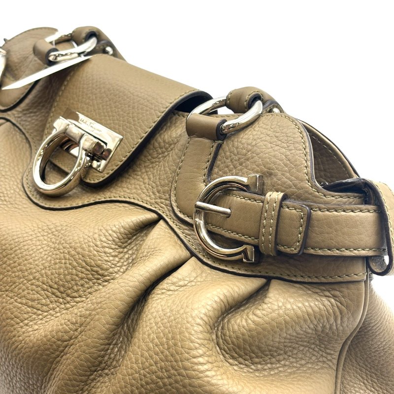 【美收精品】Ferragamo 灰色皮革款手提包 C-470【隔月月中將轉賣至日本 上架期限30天】-11