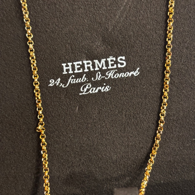 Hermès Ex-Libris圓牌烙印造型鑲鑽項鍊(玫瑰金)-11