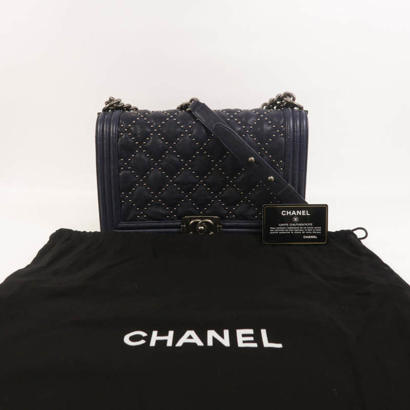 CHANEL 牛皮皮革Boy 28鏈帶肩背袋-9