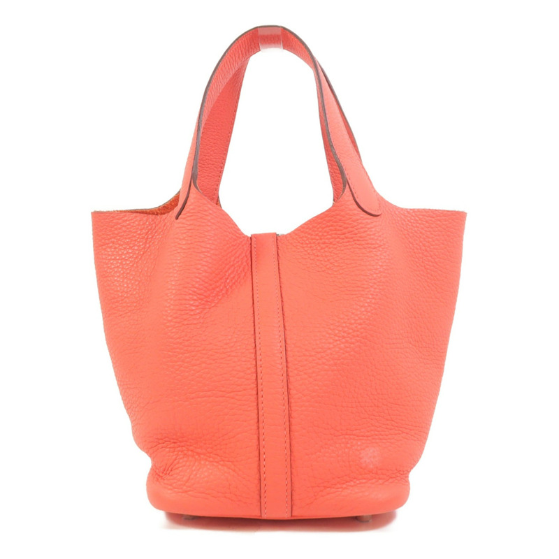 HERMES Clemence皮革Picotin PM手挽袋Rose Texas-1