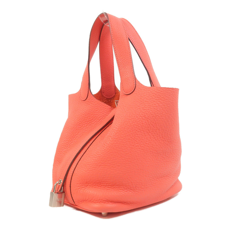 HERMES Clemence皮革Picotin PM手挽袋Rose Texas-2