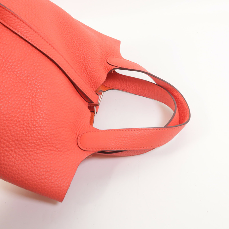 HERMES Clemence皮革Picotin PM手挽袋Rose Texas-7
