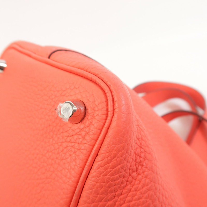 HERMES Clemence皮革Picotin PM手挽袋Rose Texas-11