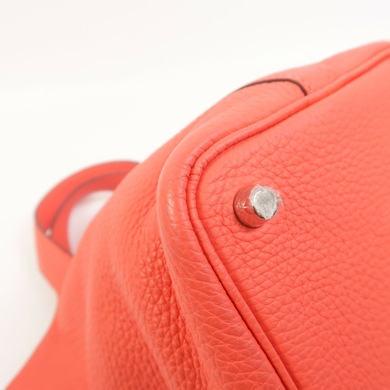 HERMES Clemence皮革Picotin PM手挽袋Rose Texas-12