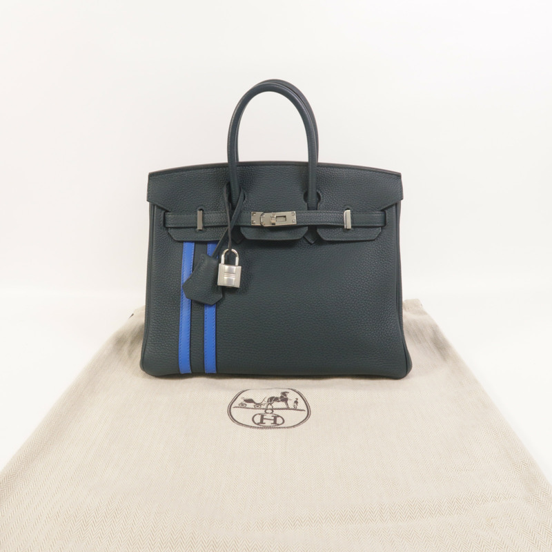 HERMES Togo皮革Birkin 25 2018 Limited Edition手挽袋Vert Cypress/Bleu Zellige-8