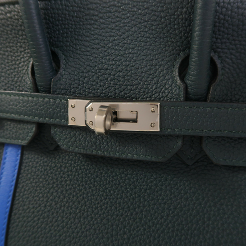 HERMES Togo皮革Birkin 25 2018 Limited Edition手挽袋Vert Cypress/Bleu Zellige-9