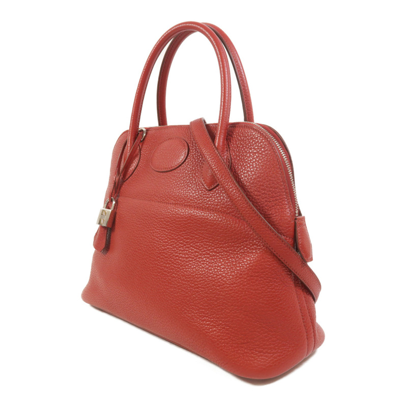 HERMES Clemence皮革Bolide 31手挽肩背兩用袋Rouge Garance-2