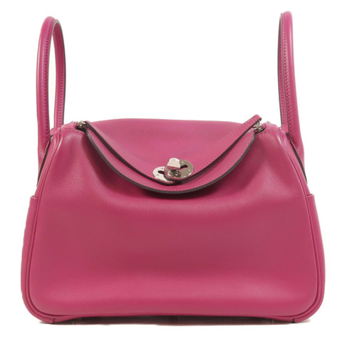 HERMES Evercolor皮革Lindy 26手挽肩背兩用袋Rose Pourpre