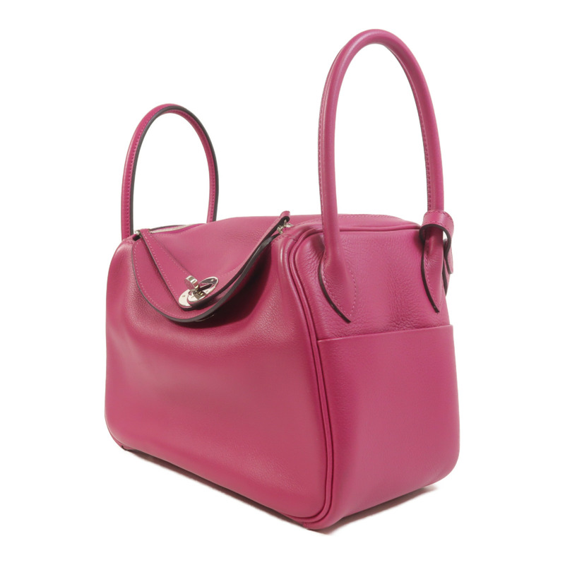 HERMES Evercolor皮革Lindy 26手挽肩背兩用袋Rose Pourpre-2
