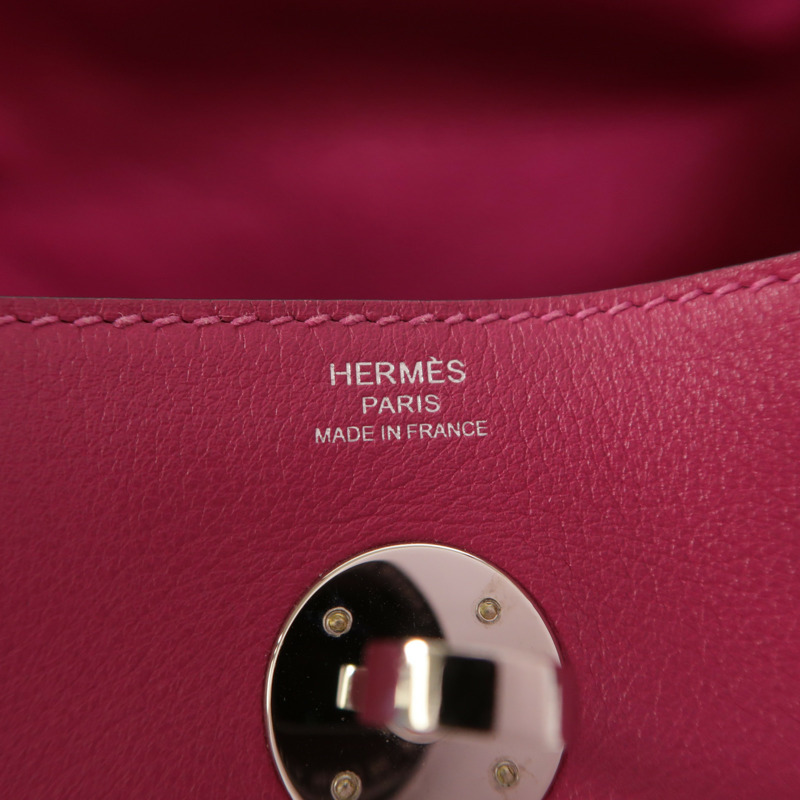 HERMES Evercolor皮革Lindy 26手挽肩背兩用袋Rose Pourpre-5