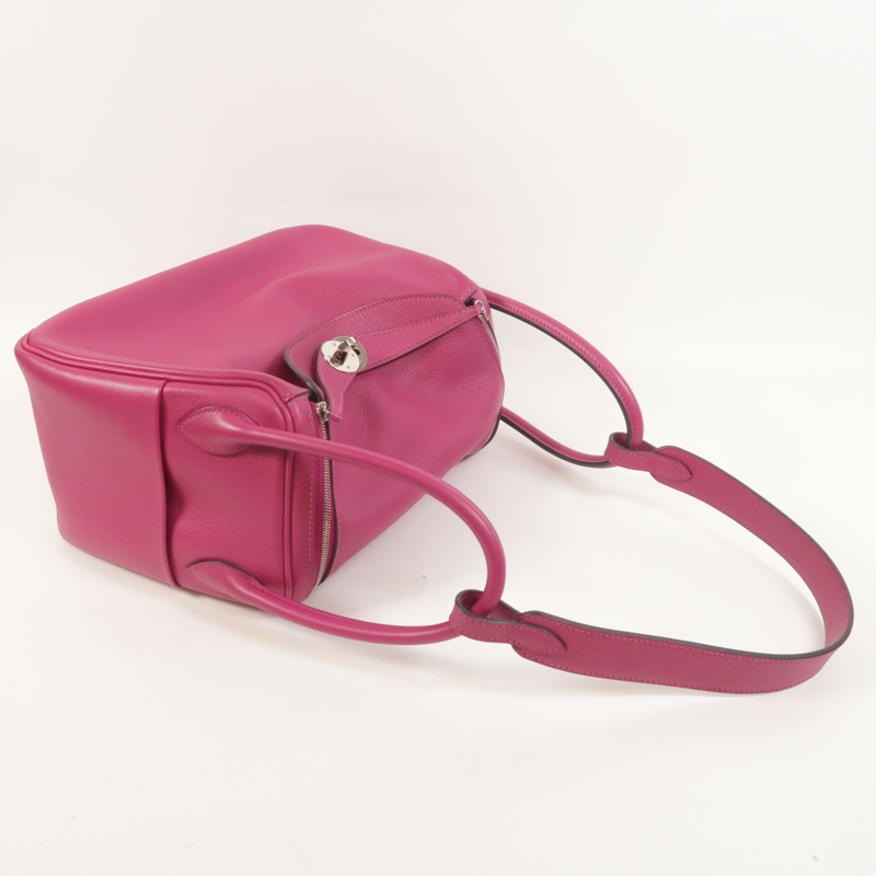 HERMES Evercolor皮革Lindy 26手挽肩背兩用袋Rose Pourpre-7