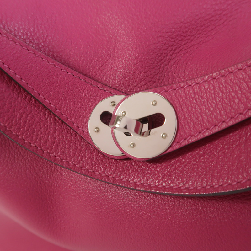 HERMES Evercolor皮革Lindy 26手挽肩背兩用袋Rose Pourpre-9