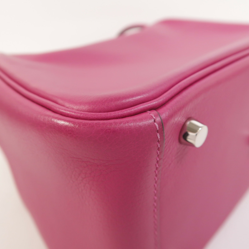 HERMES Evercolor皮革Lindy 26手挽肩背兩用袋Rose Pourpre-13