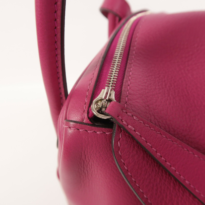 HERMES Evercolor皮革Lindy 26手挽肩背兩用袋Rose Pourpre-17