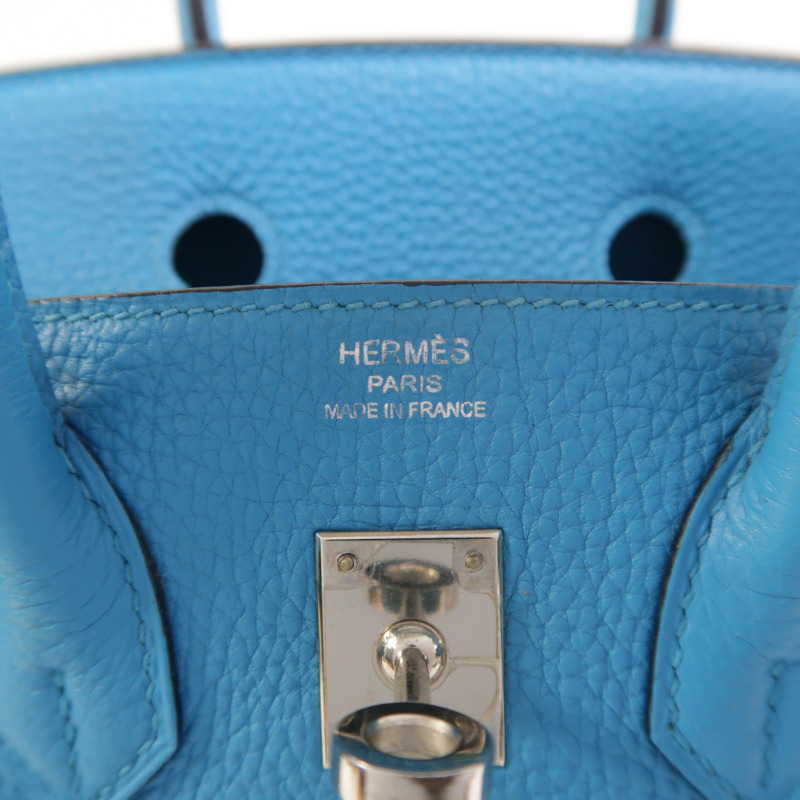 HERMES Togo皮革Birkin 25手挽袋Turquoise-5