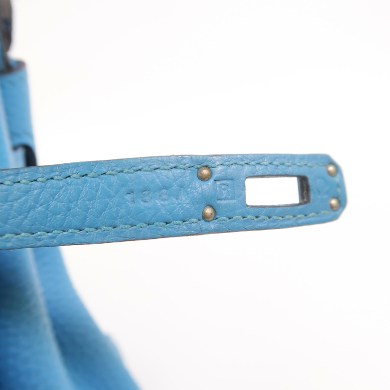 HERMES Togo皮革Birkin 25手挽袋Turquoise-6
