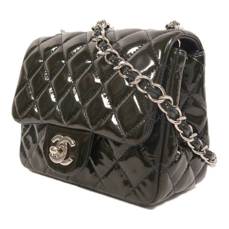 CHANEL 漆皮皮革 Mini Classic 17鏈帶肩背袋-2