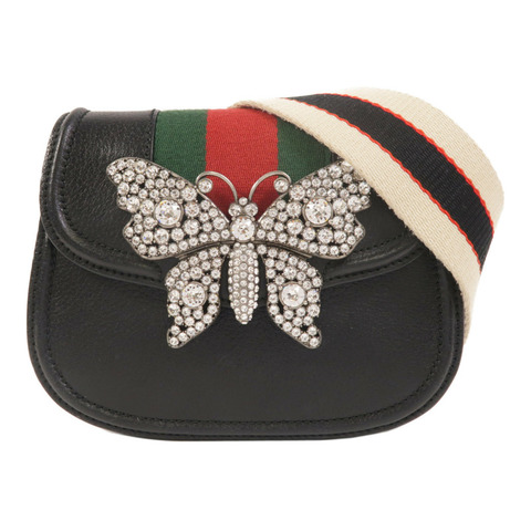 GUCCI 牛皮皮革Totem Butterfly Imitation Diamond肩背袋