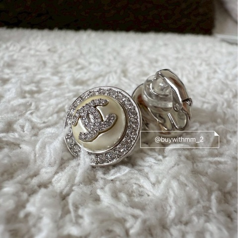 現貨💎香奈兒耳夾 水鑽圈圈鈕扣