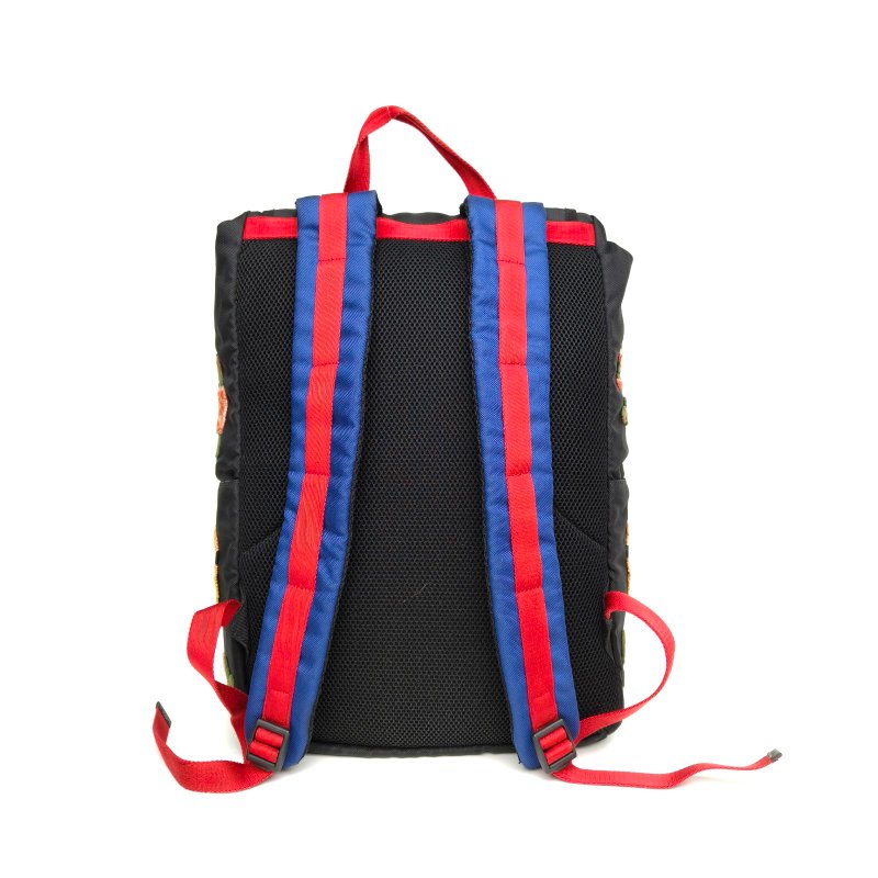 GUCCI 黑色尼龍老虎頭刺繡雙肩包登山包肩背包-2