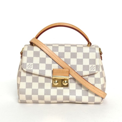 LOUIS VUITTON Croisette手柄郵差包白棋格PVC金扣2016肩背包