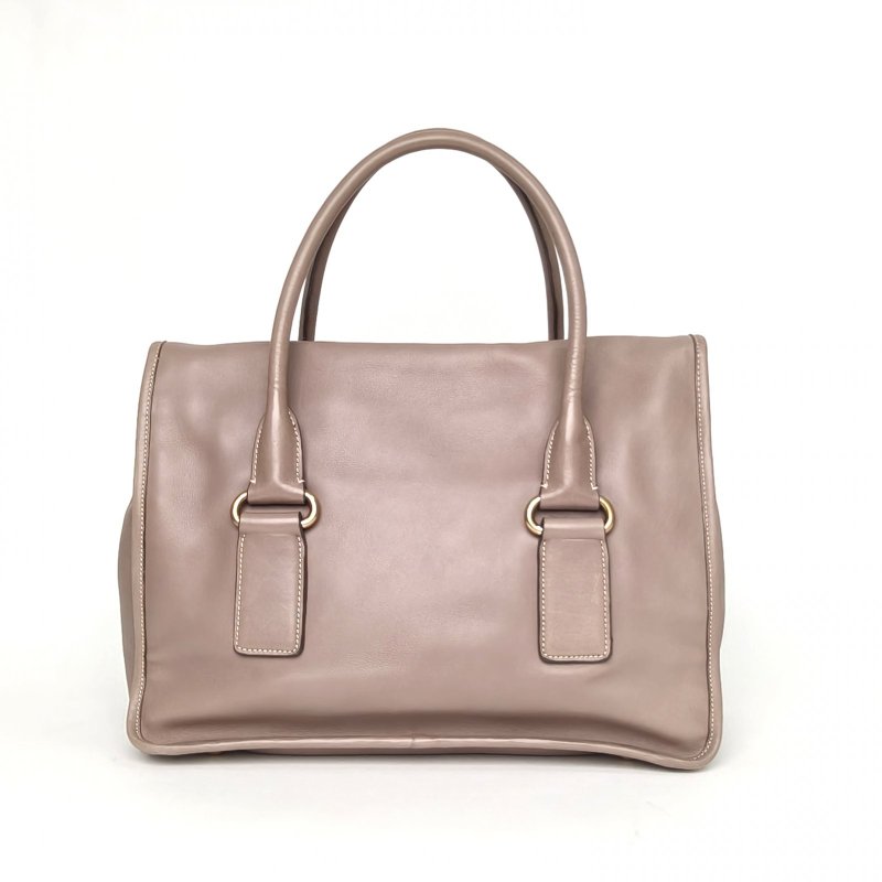 PRADA 灰色牛皮中古豬鼻扣手提包肩背包-2