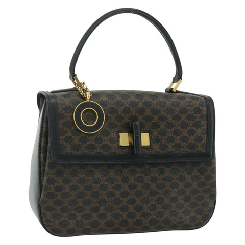 CELINE Macadam帆布手提包 PVC皮革 黑色 金色 正品 178597A