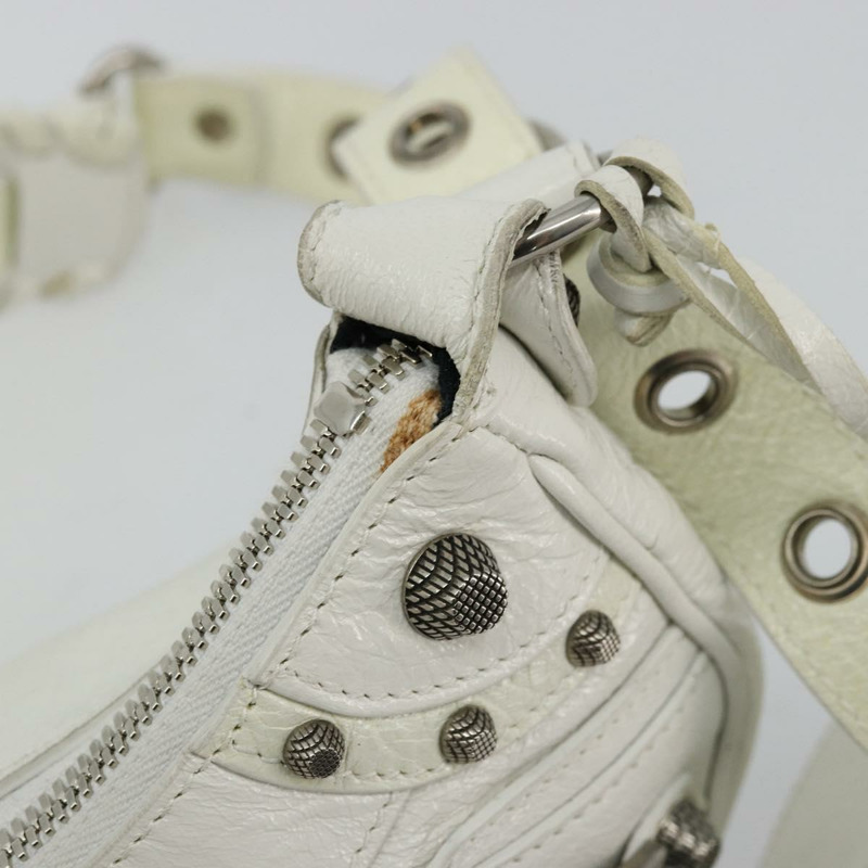 【日本直送】BALENCIAGA Luca Goal 單肩包，皮革材質，白色/銀色，貨號 671309，正品，貨號 ka4167SAM-8