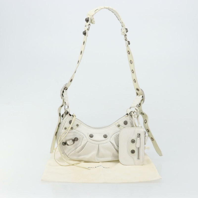 【日本直送】BALENCIAGA Luca Goal 單肩包，皮革材質，白色/銀色，貨號 671309，正品，貨號 ka4167SAM-11