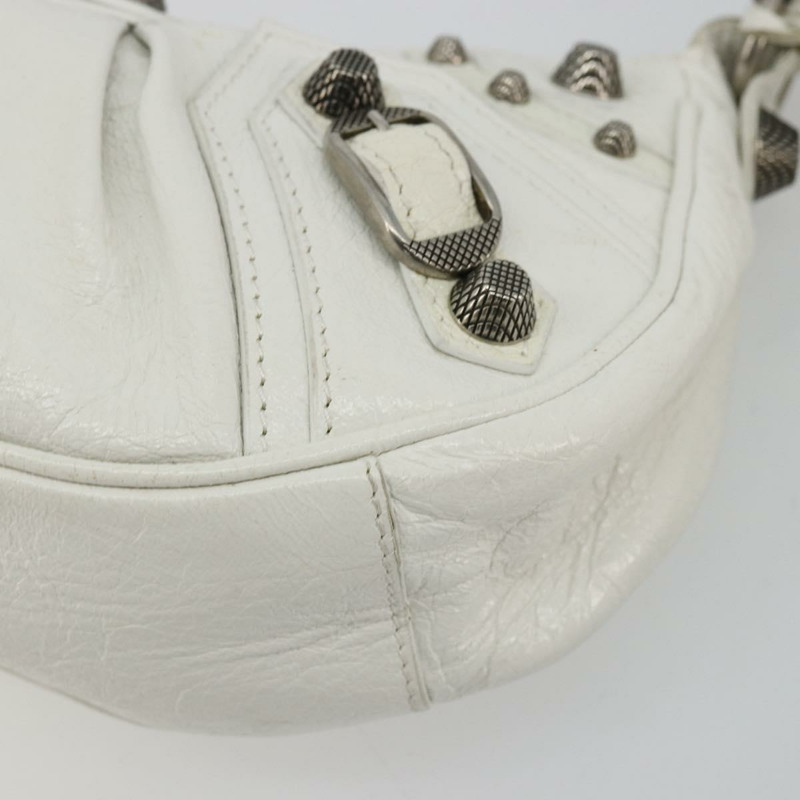 【日本直送】BALENCIAGA Luca Goal 單肩包，皮革材質，白色/銀色，貨號 671309，正品，貨號 ka4167SAM-14