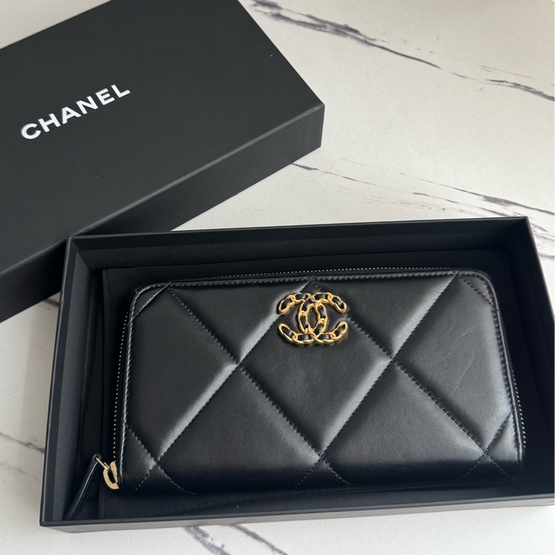 Chanel 黑色19ㄇ拉長夾 超美❤️‍🔥❤️‍🔥-0