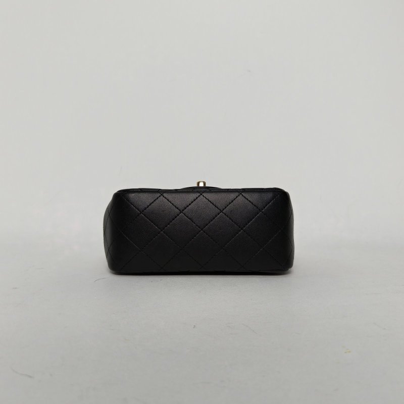 CHANEL CF口蓋包方胖子17黑色羊皮31開金扣肩背包-4