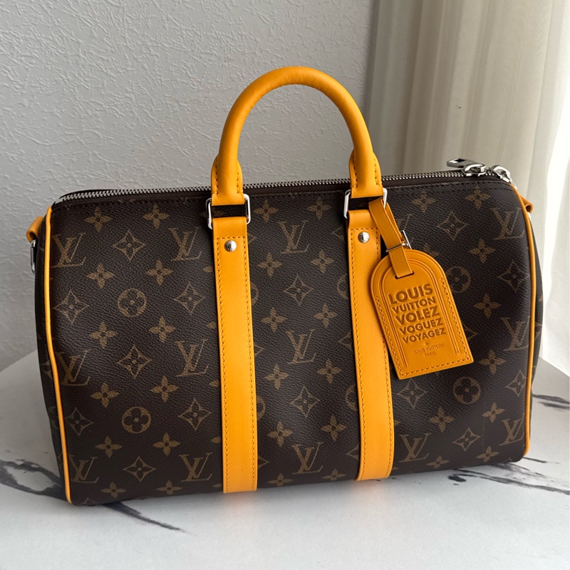 LV M13201花紋黃邊keepall35-1