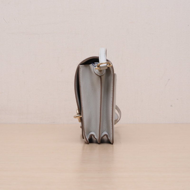 HERMES Roulis豬鼻子19冰川白EC皮C刻金扣肩背包-4