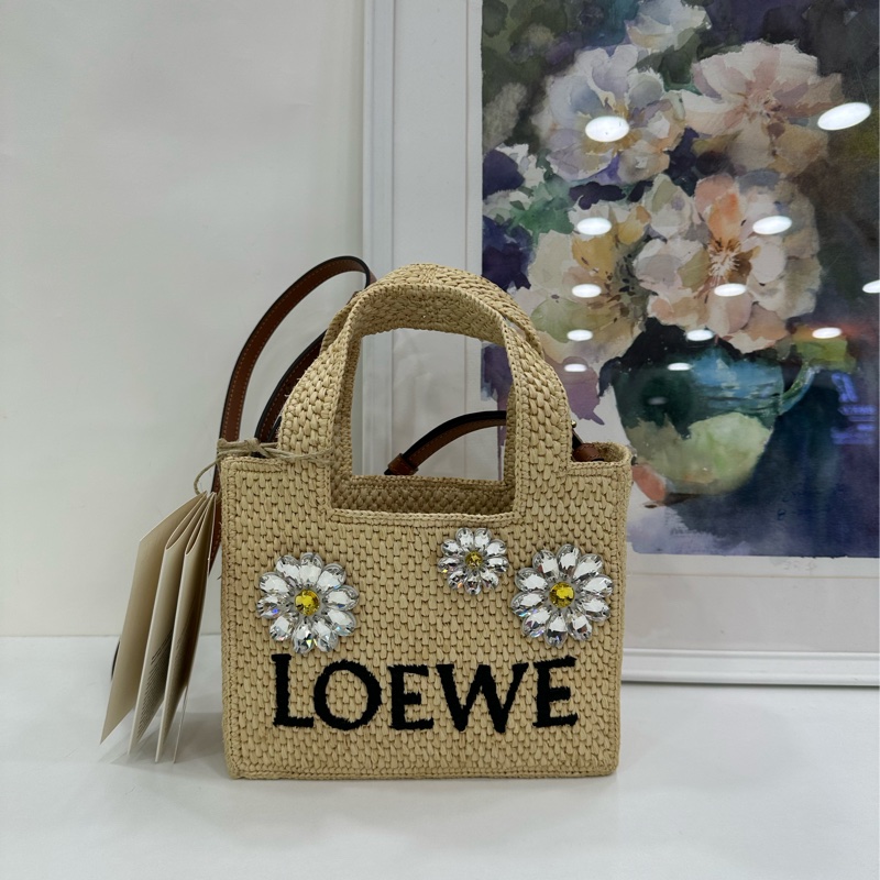 LOEWE 迷你 Font 拉菲草編織手提包 全新 19cm*6.5cm*16cm-1
