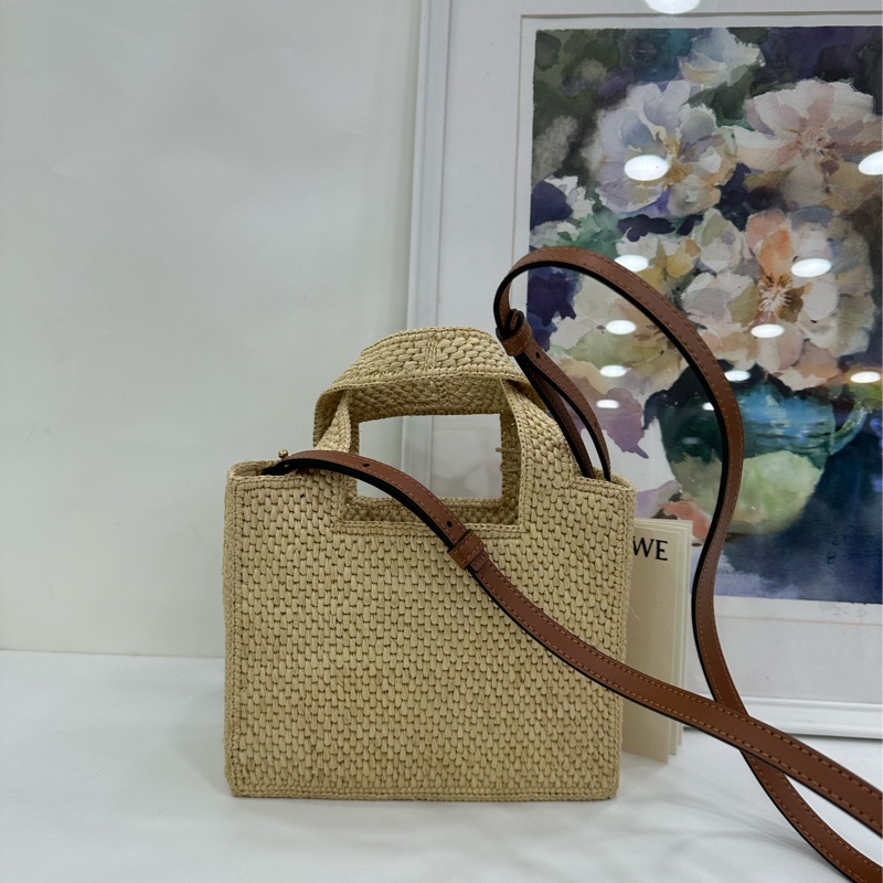 LOEWE 迷你 Font 拉菲草編織手提包 全新 19cm*6.5cm*16cm-2