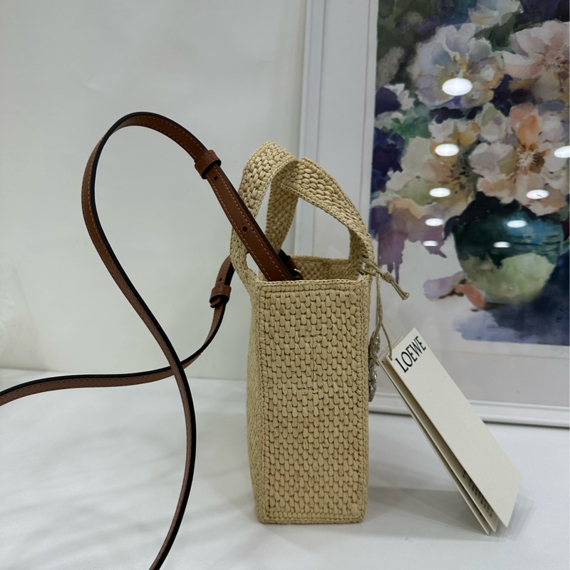 LOEWE 迷你 Font 拉菲草編織手提包 全新 19cm*6.5cm*16cm-3