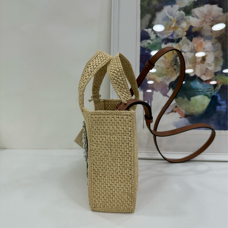 LOEWE 迷你 Font 拉菲草編織手提包 全新 19cm*6.5cm*16cm-4