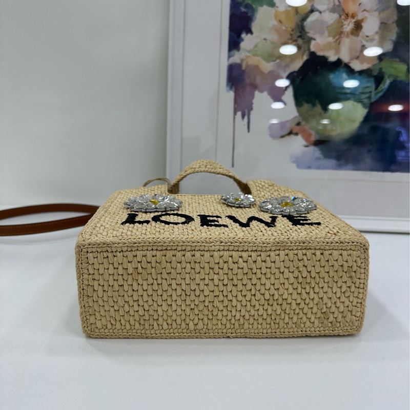 LOEWE 迷你 Font 拉菲草編織手提包 全新 19cm*6.5cm*16cm-5