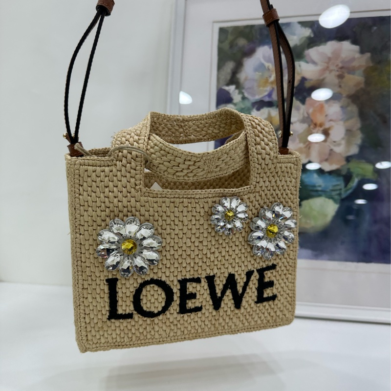 LOEWE 迷你 Font 拉菲草編織手提包 全新 19cm*6.5cm*16cm-6
