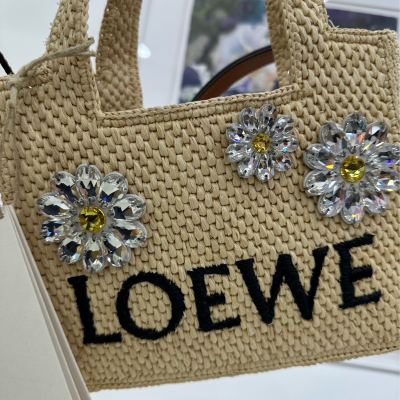 LOEWE 迷你 Font 拉菲草編織手提包 全新 19cm*6.5cm*16cm-7